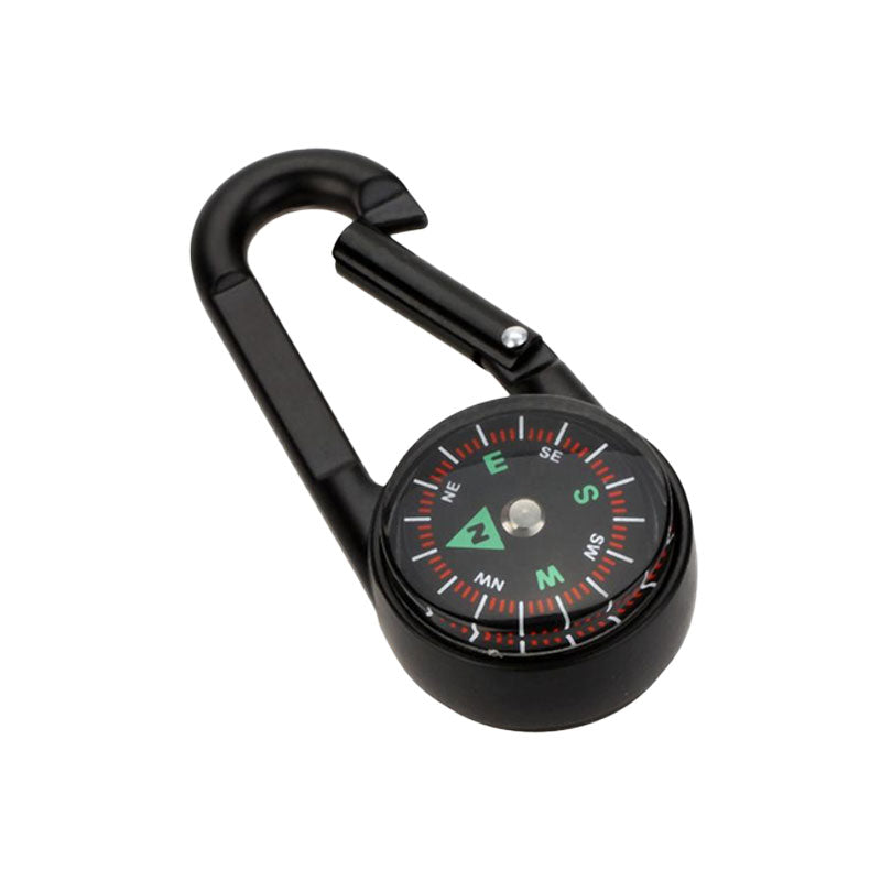 Karabinhage med integreret kompas – Sort