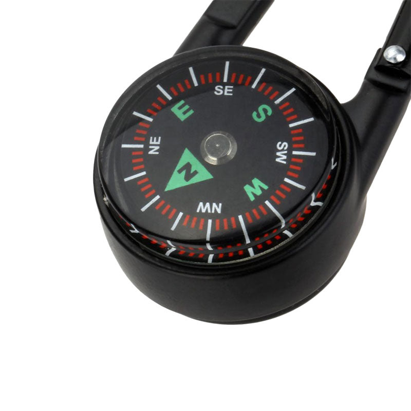 Karabinhage med integreret kompas – Sort