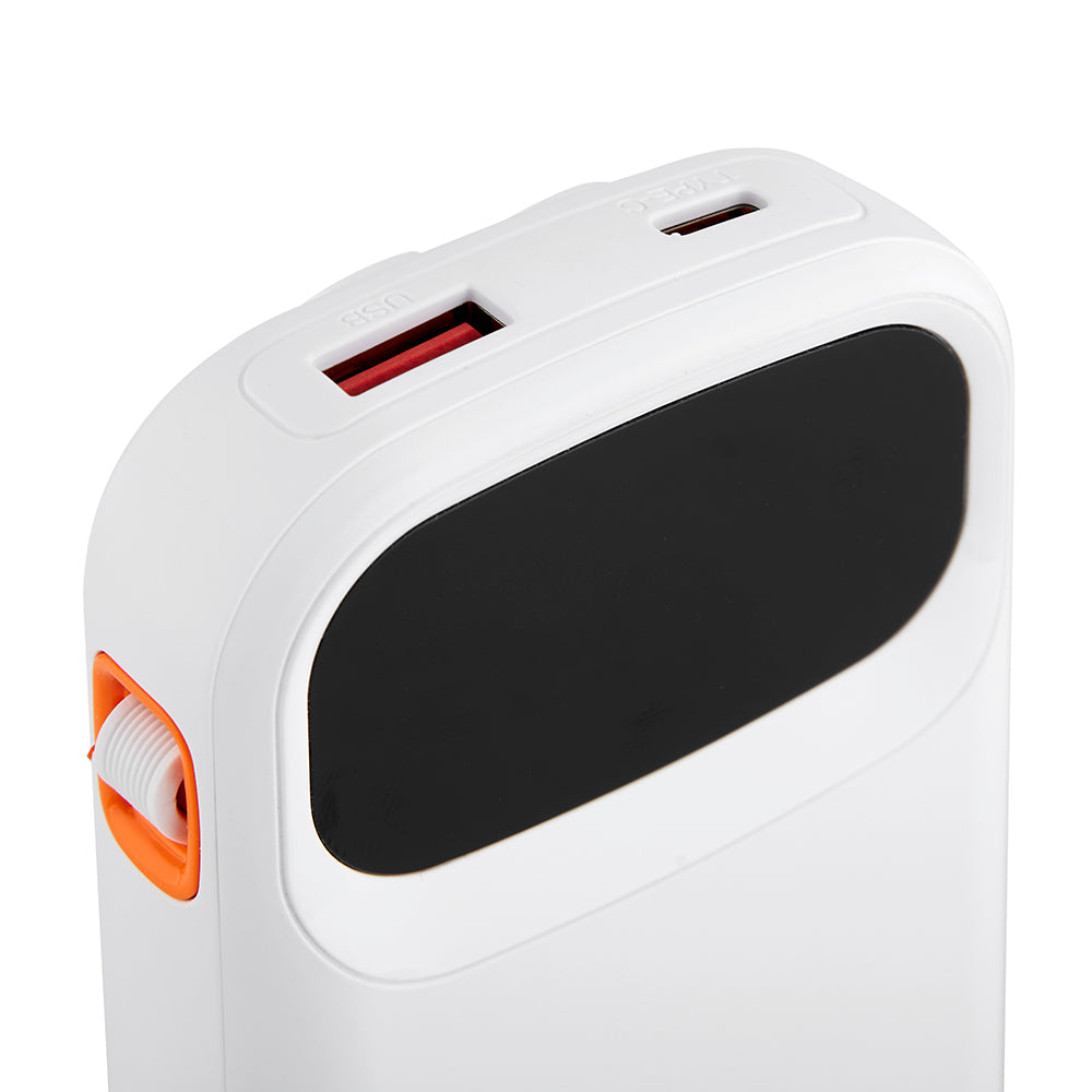 Xceed Powerbank – Indbyggede Kabler & Hurtig Opladning – Hvid