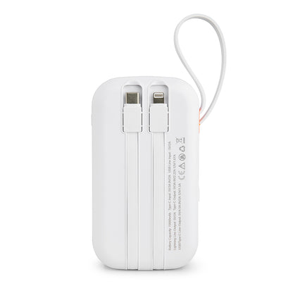 Xceed Powerbank – Indbyggede Kabler & Hurtig Opladning – Hvid
