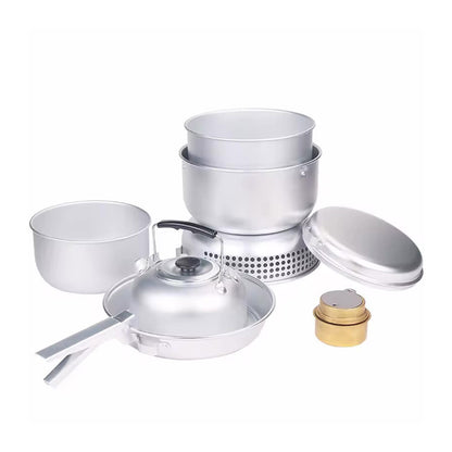 Stormkøkken i aluminium – 10 dele – Spritbrænder