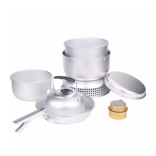Stormkøkken i aluminium – 10 dele – Spritbrænder